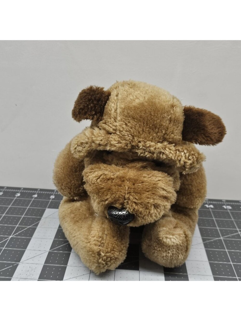 VINTAGE 1986 Plush Brown Tan Puppy Dog RAFFOLER WRINKLES PUP Stuffed Animal Toy